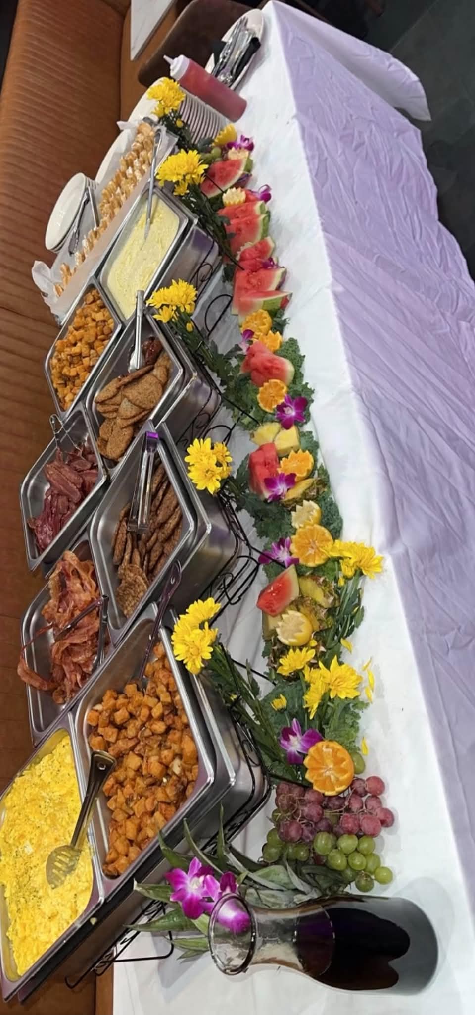 Close-up of a brunch buffet