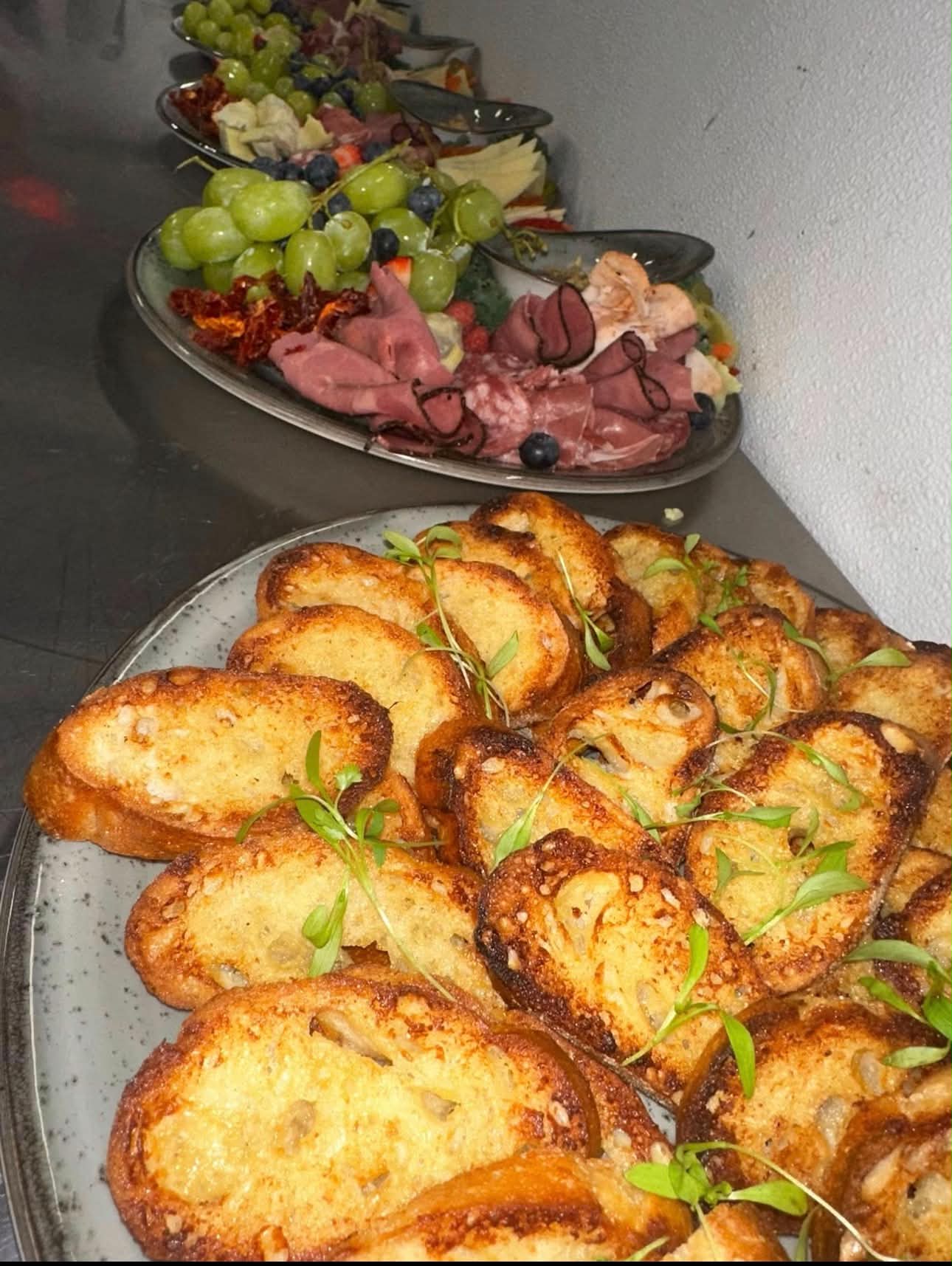 Toasted crostini and charcuterie plates